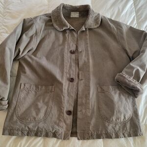 Men's Taupe Workwear Jacket with Sherpa Collar